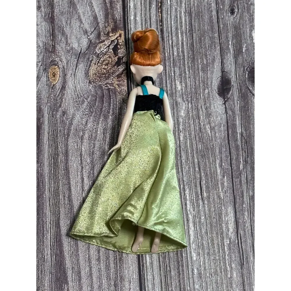 Disney Frozen Anna Doll Green Black Gown Updo Hair Blue Eyes 4